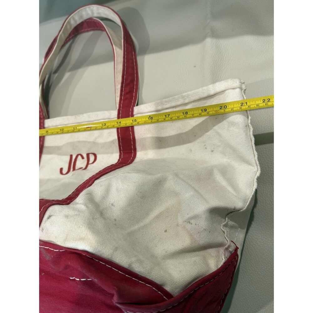 VTG 90’s LL BEAN Boat And Tote “JCP” Large Red Distressed Made In USA Canvas - Picture 12 of 14